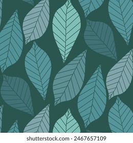 Abstract natural leaves pattern, vintage illustration background,  vector green leaf monochrome graphic abstract design.eps 10.