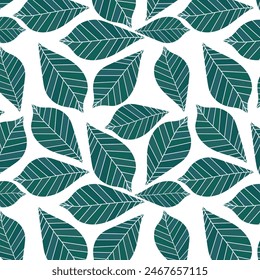  Abstractas patrón de hojas naturales, fondo de ilustración vintage, hoja verde Vector monocromo diseño abstracto gráfico.eps 10.