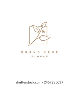 Abstract natural logo with leaf icon