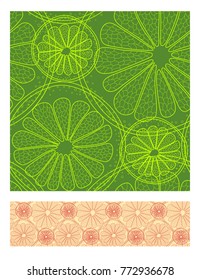 Abstract natural seamless color pattern with citrus in section. Vector illustration.