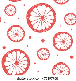 Abstract natural seamless color pattern with citrus in section. Vector illustration.