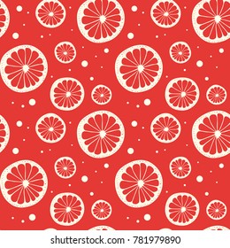 Abstract natural seamless color pattern with citrus in section. Vector illustration.