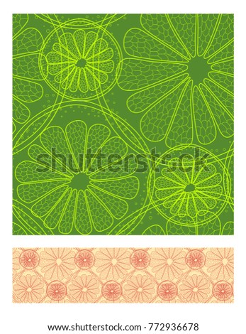 Abstract natural seamless color pattern with citrus in section. Vector illustration.