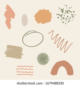 Abstract natural shape set; Doodles; Earth tone; Organic Shapes; Elements; Brush set
