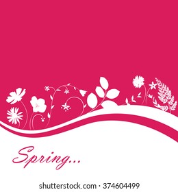 Abstract Natural Spring Background with Flowers and Leaves. Vector Illustration EPS10