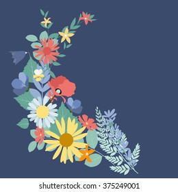 Abstract Natural Spring Background with Flowers and Leaves. Vector Illustration EPS10