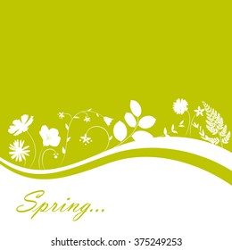 Abstract Natural Spring Background with Flowers and Leaves. Vector Illustration EPS10