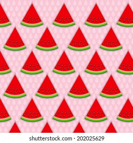 Abstract Natural Summer Background with Watermelon. Vector Illustration.