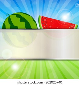 Abstract Natural Summer Background with Watermelon. Vector Illustration.
