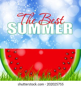 Abstract Natural Summer Background with Watermelon. Vector Illustration.