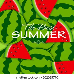 Abstract Natural Summer Background with Watermelon. Vector Illustration.