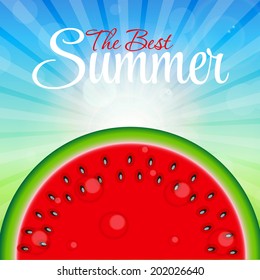 Abstract Natural Summer Background with Watermelon. Vector Illustration.