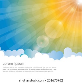 Abstract Natural Sunshine and Cloud Vector Background.