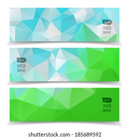 Abstract Natural Triangular Polygonal vector banners set 