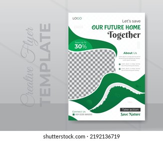 Abstract nature a4 flyer or brochure cover template.