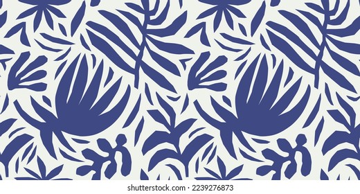 Abstract nature art collage shape seamless pattern. Trendy contemporary flower background illustration. Natural organic leaf artwork wallpaper print.