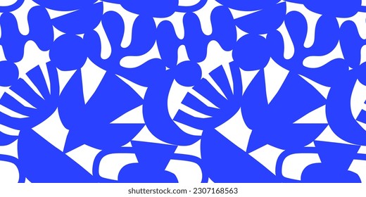 Abstract nature art collage shape seamless pattern. Trendy contemporary cutout background illustration. Natural organic shapes artwork wallpaper print. Vintage botanical summer texture.