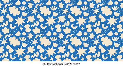 Resumen de la forma del collage de arte de la naturaleza sin fisuras. Ilustración de fondo contemporánea de moda. Impresión de fondo de pared de formas orgánicas naturales. Vintage textura botánica de verano.