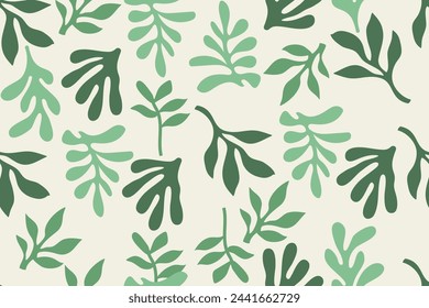 Abstracto naturaleza arte hoja de collage forma patrón sin fisuras. Ilustración de fondo de recorte contemporáneo de moda. Hojas de plantas orgánicas naturales ilustraciones fondo de pantalla de impresión. Vintage textura botánica de verano