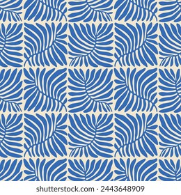 Abstract nature art leaf collage shape seamless pattern. Trendy contemporary cutout background illustration. Natural organic plant leaves artwork wallpaper print. Vintage botanical summer texture.