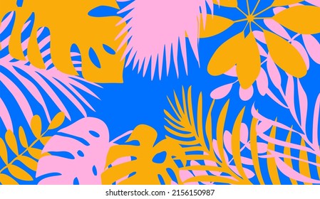 Abstract nature art vector background. Modern wallpaper shape line art. Boho foliage, botanical tropical leaves and floral pattern for summer sale banners, wall art, prints and fabrics.