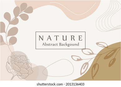 Abstract Nature background with autumn elements, shapes, plants. Background for mobile app, Desktop, Wallpaper, etc. Vector illustration