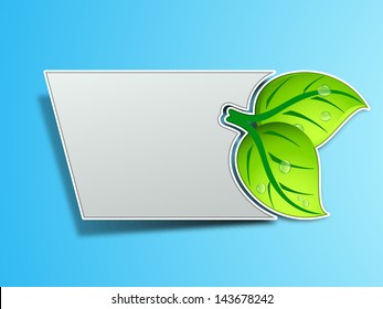 Abstract nature background with blank banner for your message and leafs.