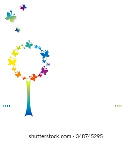Abstract nature background with butterflies. Vector