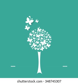 Abstract nature background with butterflies. Vector