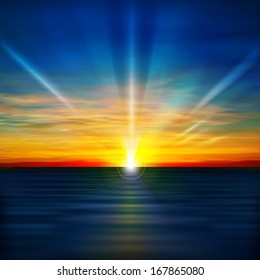 abstract nature background with clouds and golden sea sunrise