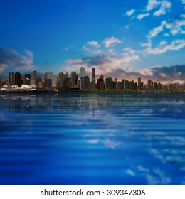 abstract nature background with clouds and panorama of Vancouver