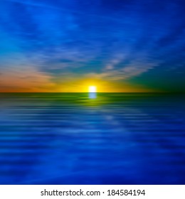 abstract nature background with golden sea sunrise and clouds