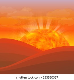 abstract nature background with golden sunrise in mountains