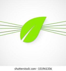 Abstrakter Naturhintergrund mit grünem Blatt.