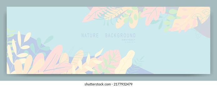 Abstract nature background with leaves and plants. Copy space for text. Vector illustration