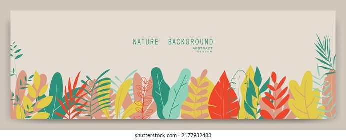 Abstrakter Naturhintergrund mit Blättern und Pflanzen. Leerzeichen für Text kopieren. Vektorgrafik