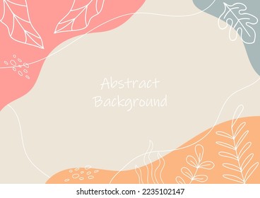 abstract nature background , organic shape elements, beige color, vector nature background template for poster, banner design, social media.