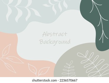 abstract nature background , organic shape elements, beige color, vector nature background template for social media, banner, poster design.