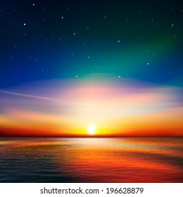 abstract nature background with pink ocean sunset