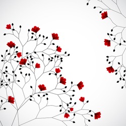 Abstract Nature Background With Red Flowers.
