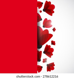 Abstract nature background. Red flowers. Vector