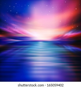 abstract nature background with sea and red sunrise
