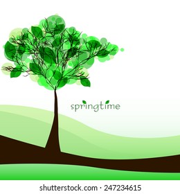 Abstract nature background with tree. Beautiful spring. Vector illustration