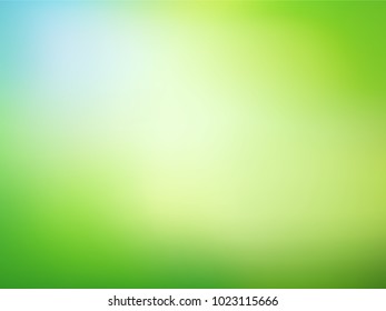 Abstract nature blurred background. Green gradient backdrop with sunlight. Ecology concept for your graphic design, banner or poster. Vector illustration.