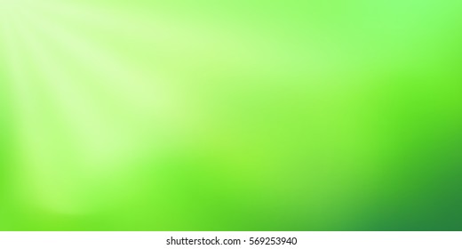 Abstract nature blurred background with sunlight. Green gradient backdrop. Vector illustration. Ecology concept for your graphic design, banner or poster