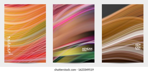 Abstract nature book cover with wavy motion lines. Natural colors earth environmental background. Fluid motion gradient texture. Art of fluid gradients creates painting pattern of nature.