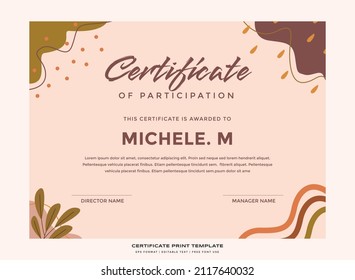 Abstract nature certificate print template premium vector