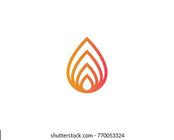 abstract nature element fire flame line logo. nature leaf icon. Alternative energy sources. minimal design vector illustration.