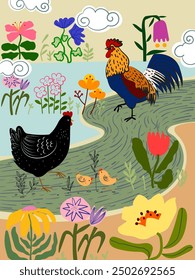 Naturaleza Abstractas, floral, plantas y flores líneas de colores dibujando siluetas de fondo de Ilustración vectorial. Diseño estético para portada, póster, Web y Anuncio.