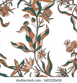 Abstract nature flower seamless pattern. Ethnic ornament, floral print, textile fabric, botanical.Vector illustration.

